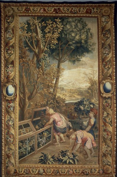 Boys as gardeners / Tapestry, C18 van Charles Le Brun
