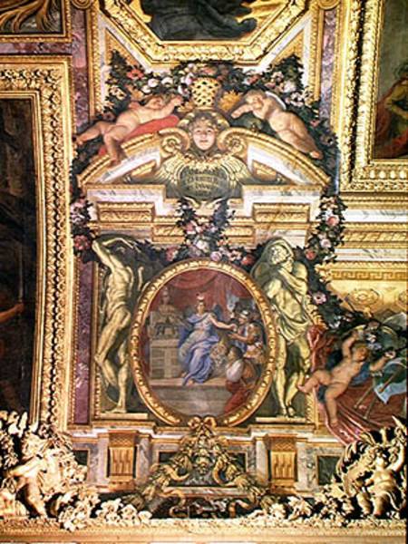 The Foundation of the Hotel Royal des Invalides in 1674, Ceiling Painting from the Galerie des Glace van Charles Le Brun