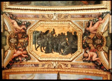 Helping the People during the Famine of 1662, Ceiling Painting from the Galerie des Glaces van Charles Le Brun