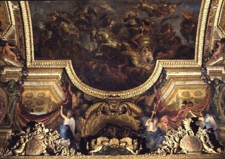Passage on the Rhine in the Presence of the Enemies 1672, Ceiling Painting from the Galerie des Glac van Charles Le Brun
