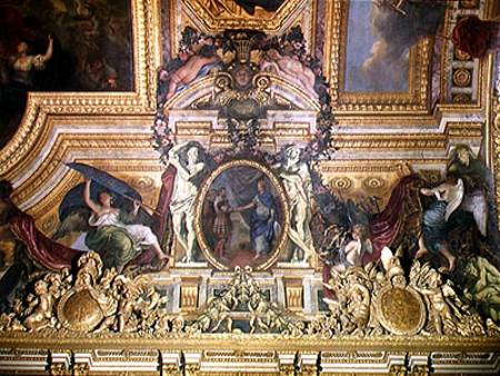 The Renewal of the Alliance with the Swiss in 1663, ceiling painting from the Galerie des Glaces van Charles Le Brun