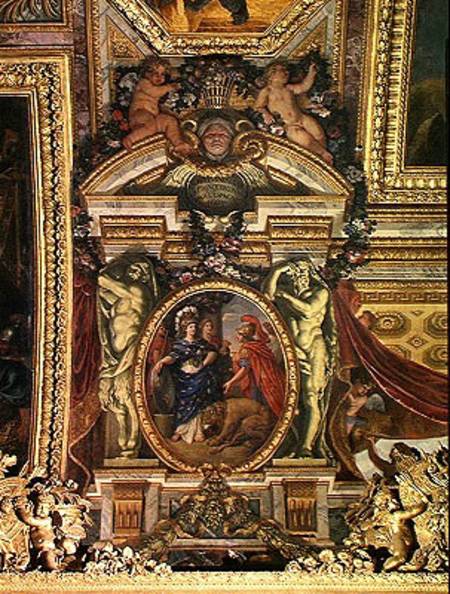 Spain Recognising the Pre-Eminence of France in 1662, Ceiling Painting from the Galerie des Glaces van Charles Le Brun