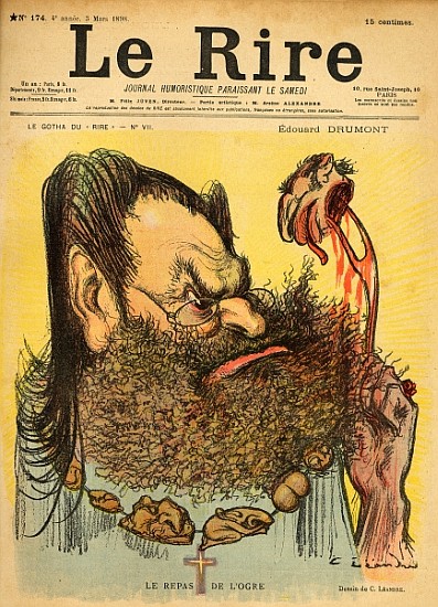 Caricature of Edouard Drumont, from the front cover of ''Le Rire'', 5th March 1898 van Charles Leandre