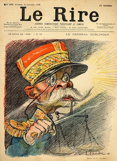 Caricature of General Zurlinden, from the front cover of ''Le Rire'', 24th September 1898 van Charles Leandre
