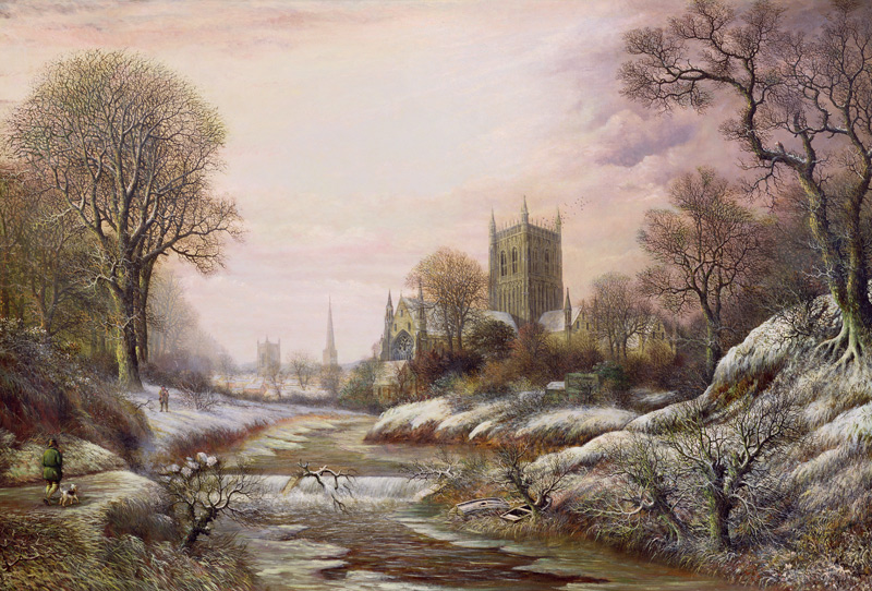 Worcester from the South West in the Snow van Charles Leaver