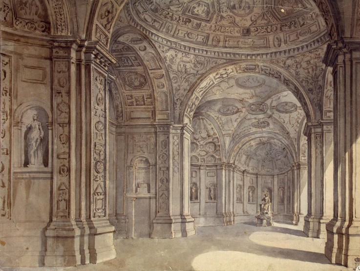 Interior of the Villa Madama in Rome van Charles Louis Clerisseau