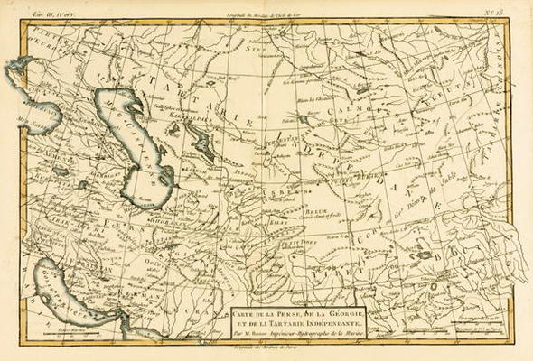 Persia, Georgia and Independant Tartary, from 'Atlas de Toutes les Parties Connues du Globe Terrestr van Charles Marie Rigobert Bonne