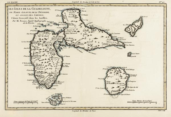 The Islands of Guadeloupe, Marie-Galante, La Desirade, and the Isles des Saintes, French colonies in van Charles Marie Rigobert Bonne