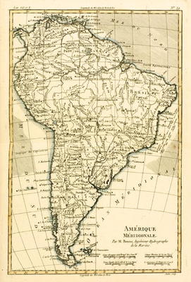 South America, from 'Atlas de Toutes les Parties Connues du Globe Terrestre' by Guillaume Raynal (17 van Charles Marie Rigobert Bonne