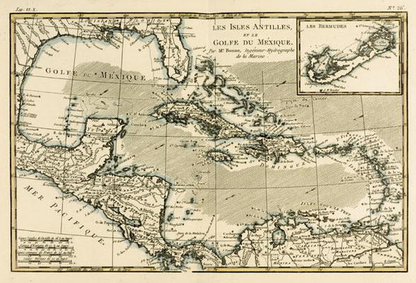 The Antilles and the Gulf of Mexico, from 'Atlas de Toutes les Parties Connues du Globe Terrestre' b van Charles Marie Rigobert Bonne