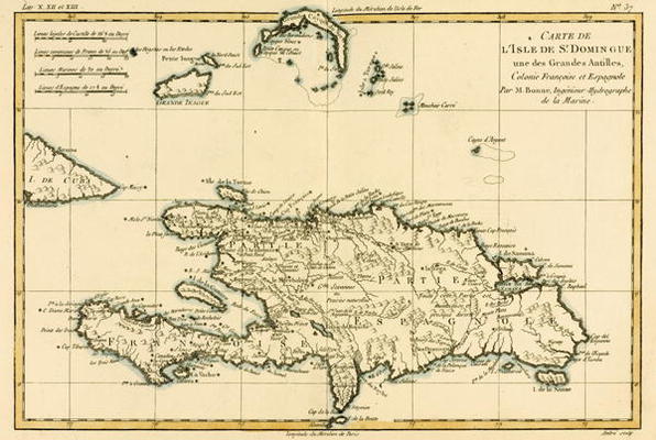 The French and Spanish Colony of the Island of St Dominic of the Greater Antilles, from 'Atlas de To van Charles Marie Rigobert Bonne