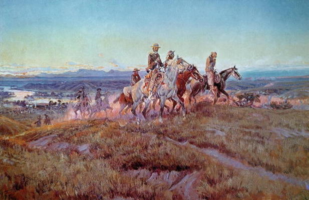 Riders of the Open Range (oil on canvas) van Charles Marion Russell