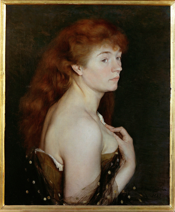 Portrait de jeune femme rousse van Charles Maurin