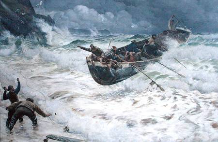 How the Boat Came Home van Charles Napier Hemy