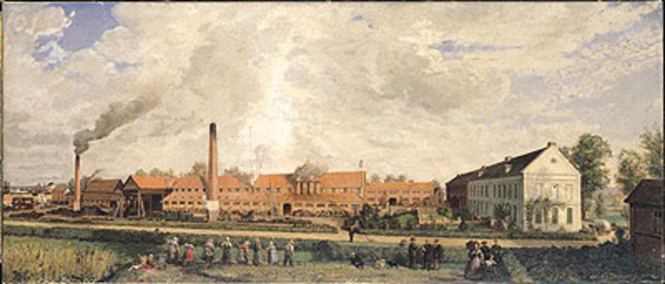 View of a Sugar Factory (oil on canvas) van Charles Paul Etienne Desavary