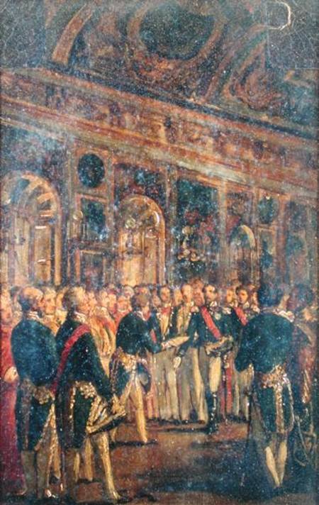 The Senate Presenting Louis Napoleon Bonaparte (1808-73) with the Result of the Plebiscite Proclaimi van Charles-Philippe Lariviere