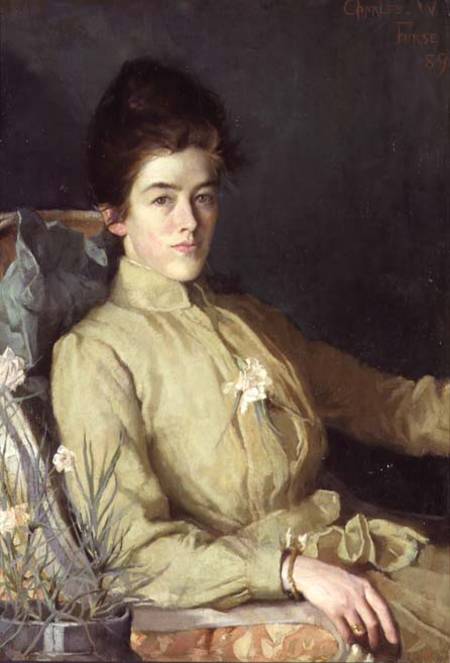 Portrait of a young woman van Charles Wellington Furse