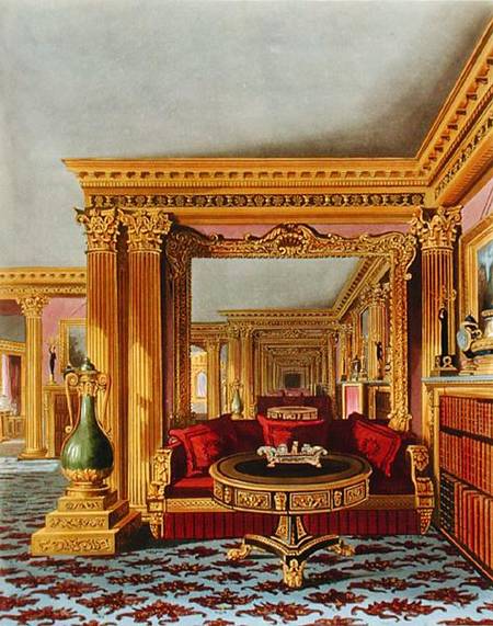The Alcove in the Golden Drawing Room, Carlton House, from 'The History of the Royal Residences', en van Charles Wild