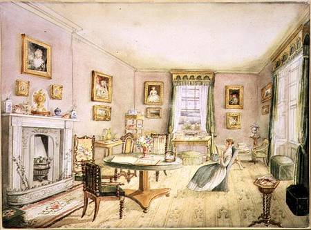 Drawing Room, East Wood, Hay, f.54 from an 'Album of Interiors' van Charlotte Bosanquet