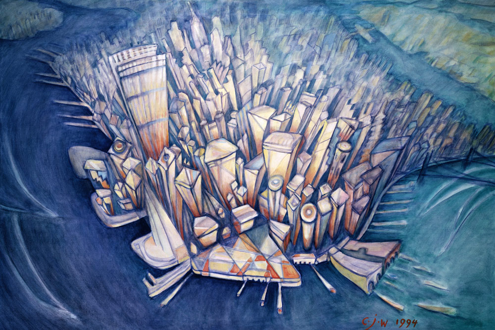 Manhattan from Above, 1994 (oil on canvas)  van Charlotte  Johnson Wahl