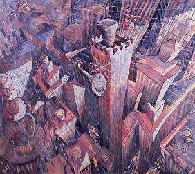 Downtown Manhattan Hailstorm, 1995 (oil on canvas) 