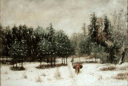 Entrance to the Forest in Winter. Snow Effect van Cherubino Patà