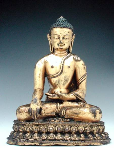 A Chinese gilt bronze figure of the Buddha in meditation van Chinese School