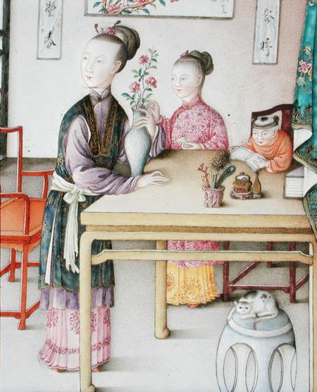 Detail from imperial Canton panel, Qianlong period van Chinese School