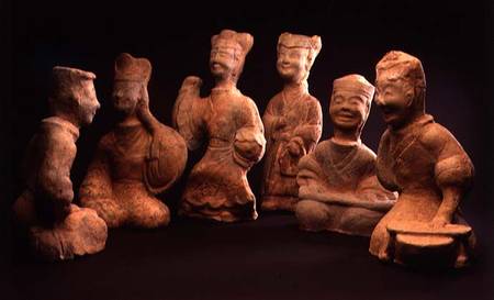 Group of Musicians, Dancers and Servants, Han Dynasty (206 BC-220 AD) van Chinese School