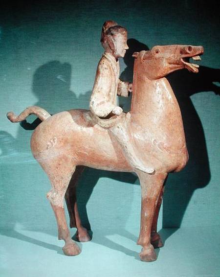 Horseman, from Xianyang, Shaanxi, Western Han Dynasty van Chinese School