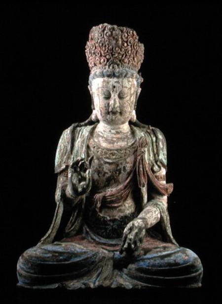 Large seated bodhisattva with hands raised van Chinese School