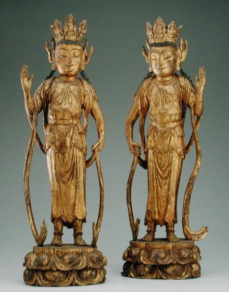 Pair of bodhisattvas, Yuan dynasty van Chinese School