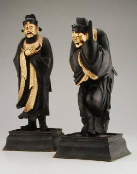 Pair of Taoist officials, Yuan or early Ming dynasty rcel
