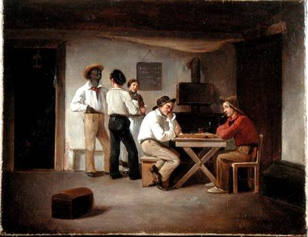 Sailors Playing a Board Game in a Tavern van Christian Andreas Schleisner