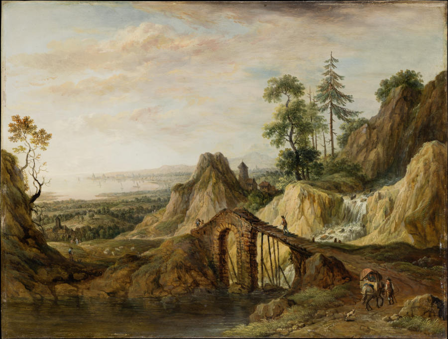 Landscape with a Bridge van Christian Georg Schütz d. Ä.