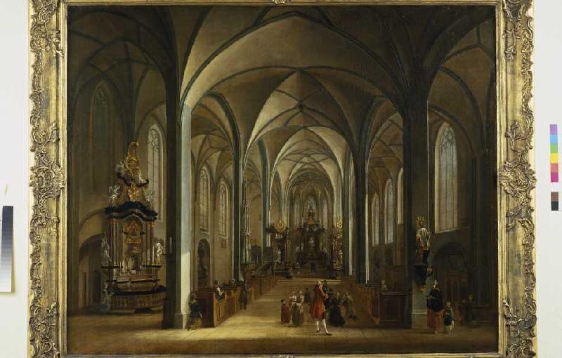 Das Innere der Liebfrauenkirche in Frankfurt am Main van Christian Georg Schütz d.Ä.