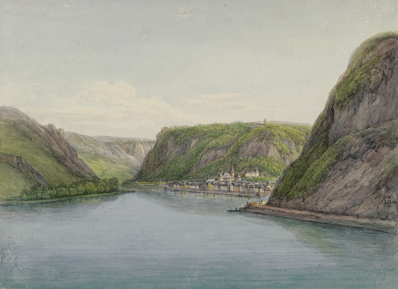 Blick in das Rheintal, rechts Sankt Goar van Christian Georg Schutz