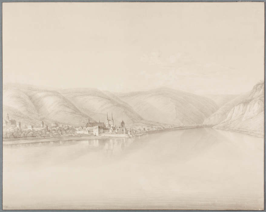 Blick auf den Rhein mit der Stadt Boppard van Christian Georg Schutz