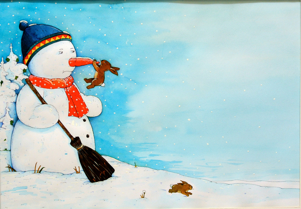 Snowman with Little Rabbit van Christian  Kaempf