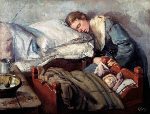 Sleeping Mother van Christian Krohg