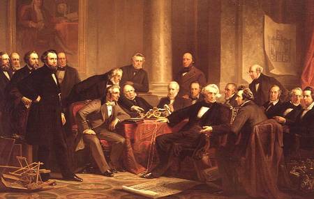 Men of Progress: group portrait of the great American inventors of the Victorian Age van Christian Schussele