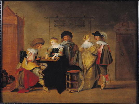 Backgammon Players (oil on panel) van Christoffel Jacobsz van der Lamen