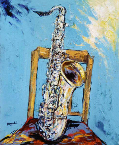 Saxophon mit Stuhl van Christoph Menschel