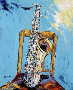 Saxophon mit Stuhl