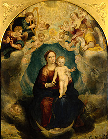 Altar Maria in der Glorie Mitte: Maria mit Kind und Engeln van Christoph Schwarz