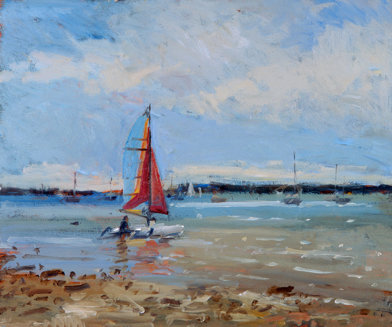 Catamaran, Brittany (oil on panel)  van Christopher  Glanville