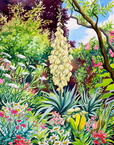 Garden with Flowering Yucca van Christopher  Ryland