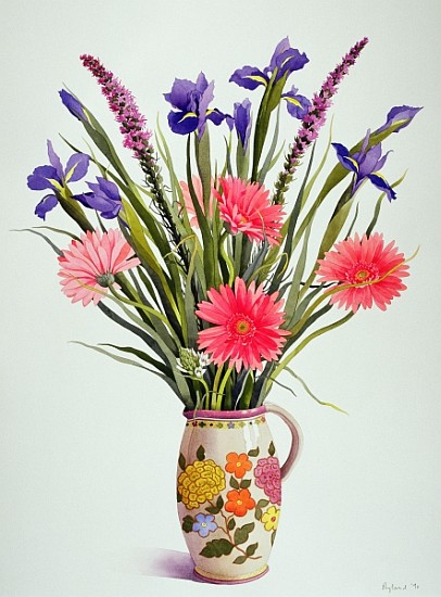 Irises and Berbera in a Dutch Jug (w/c)  van Christopher  Ryland