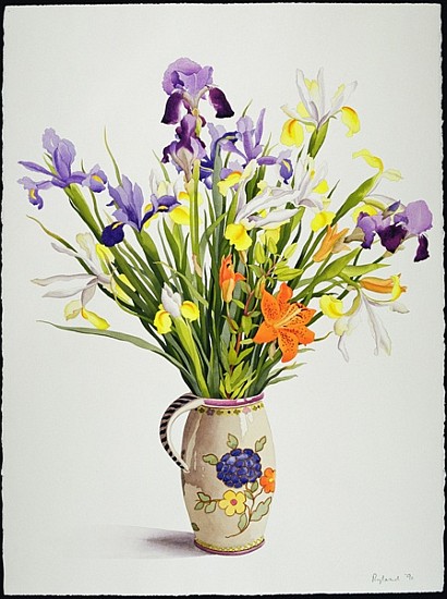 Irises and Lilies in a Dutch Jug (w/c)  van Christopher  Ryland