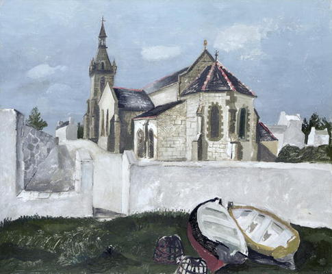 Treboul Church, Brittany, 1930 (oil on board) van Christopher Wood
